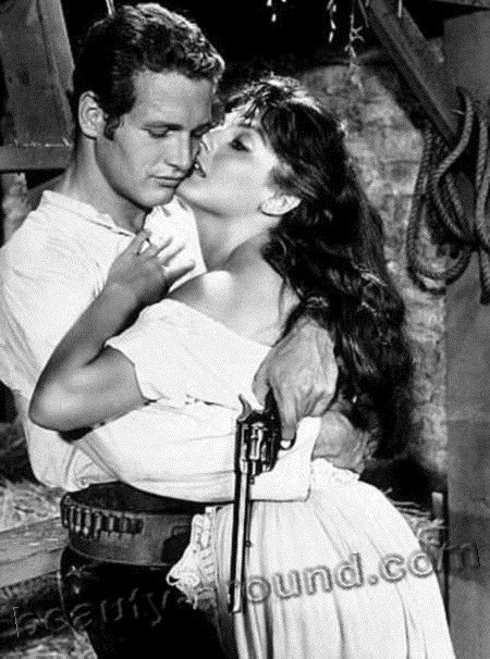 Оружие для левши / The Left Handed Gun (1958) Пол Ньюмен и Лита Милэн, кадры из фильма, фото лучший поцелуй