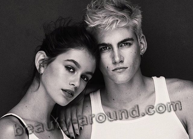 Kaia Gerber with brother Presley photo