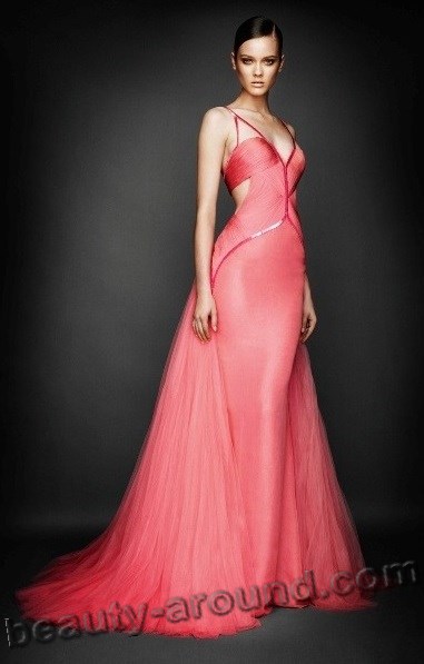 Силуэтное вечернее розовое платье фото