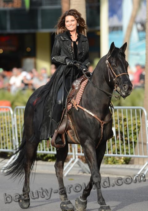 Shania Twain horseback riding photo