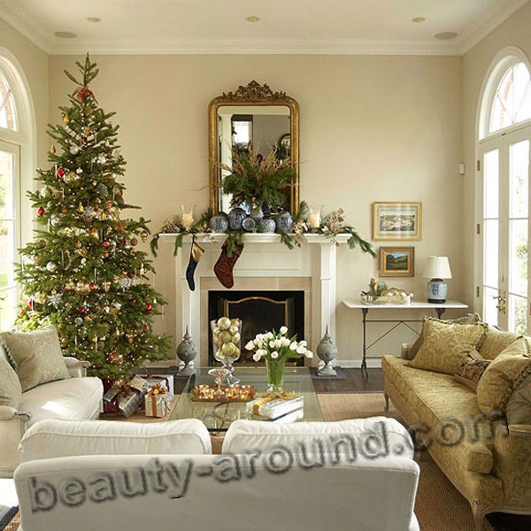 Новогодний / рождественский дизайн, интерьер, декор дома, новогодняя ёлка, фото