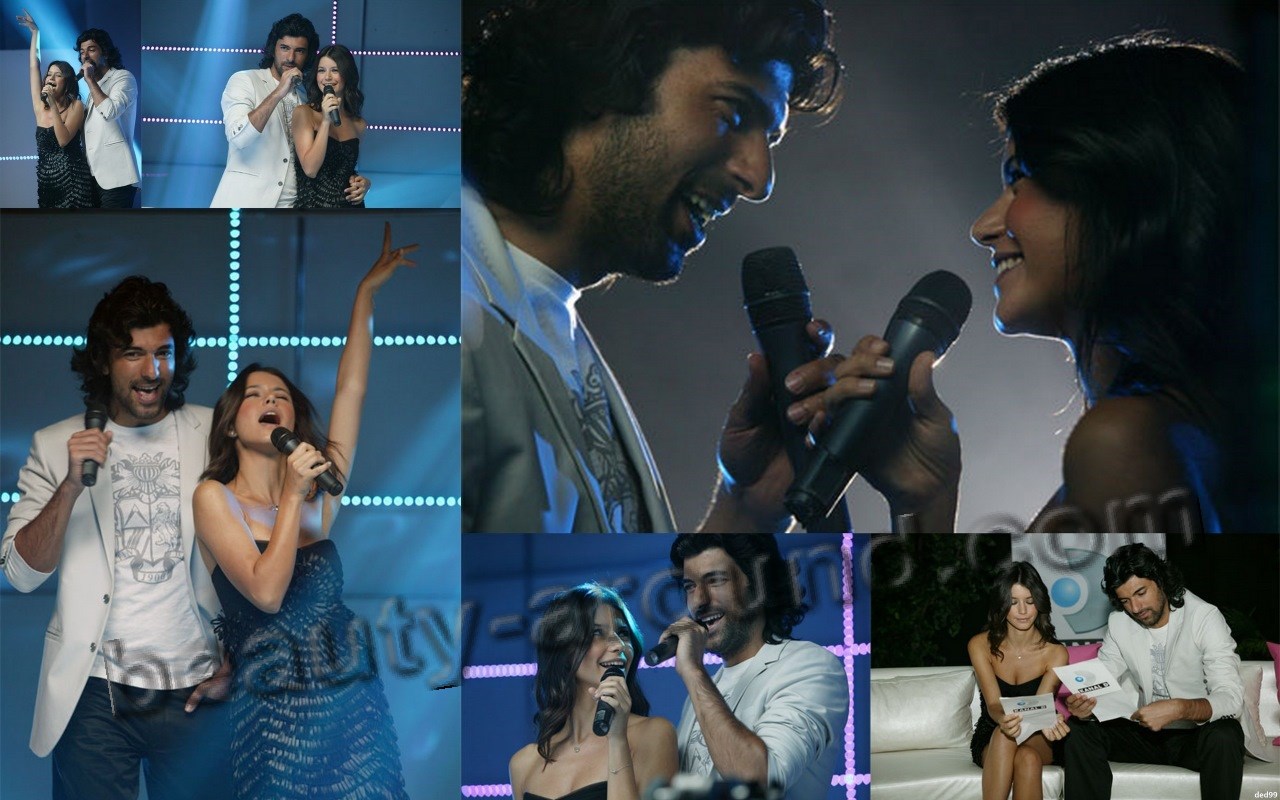 Engin Akyurek and Beren Saat singing photo