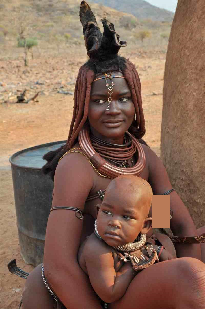 Himba women with children