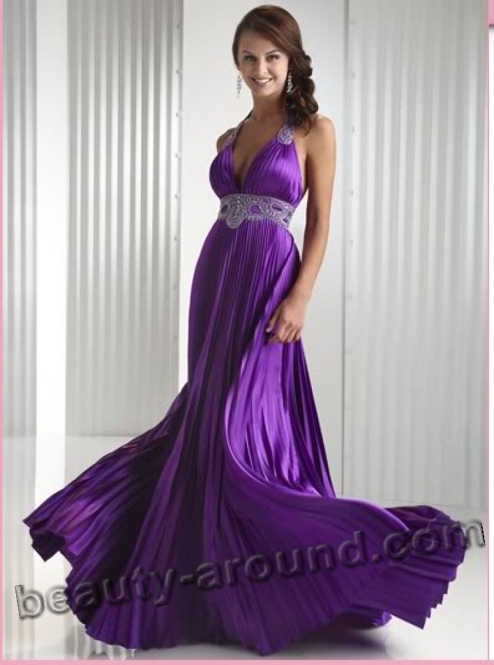 purple evening dress for party