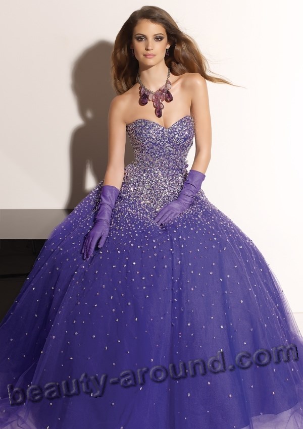 purple evening dress with photos