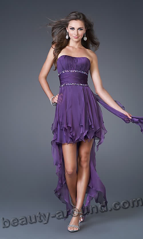 короткое вечернее фиолетовое платье фото