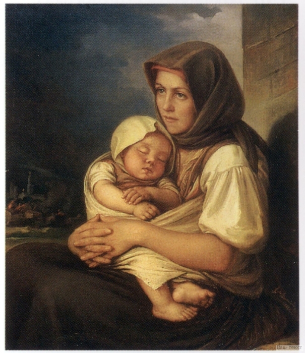 Крестьянка с ребенком картина маслом