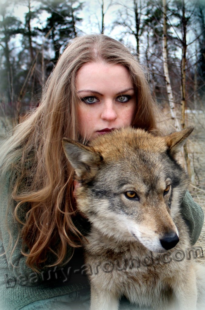 Девушка и волкособ фото