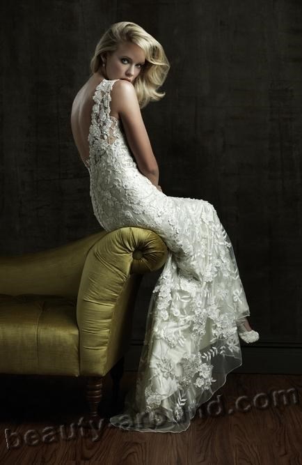 Белое кружевное вечернее платье, фото
